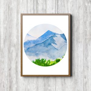 Blue Mountains Watercolor Landscape Printable