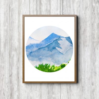 Blue Mountains Watercolor Landscape Printable