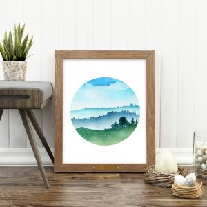 Green & Blue Watercolor Landscape Printable