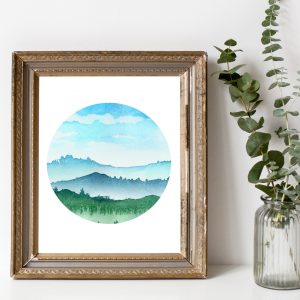 Hills & Sky Watercolor Landscape Printable