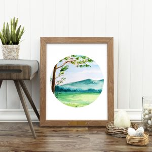 Forest Tree Watercolor Landscape Printable