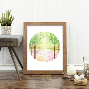 Forest Flowers Watercolor Landscape Printable