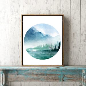 Wolf River Watercolor Landscape Printable