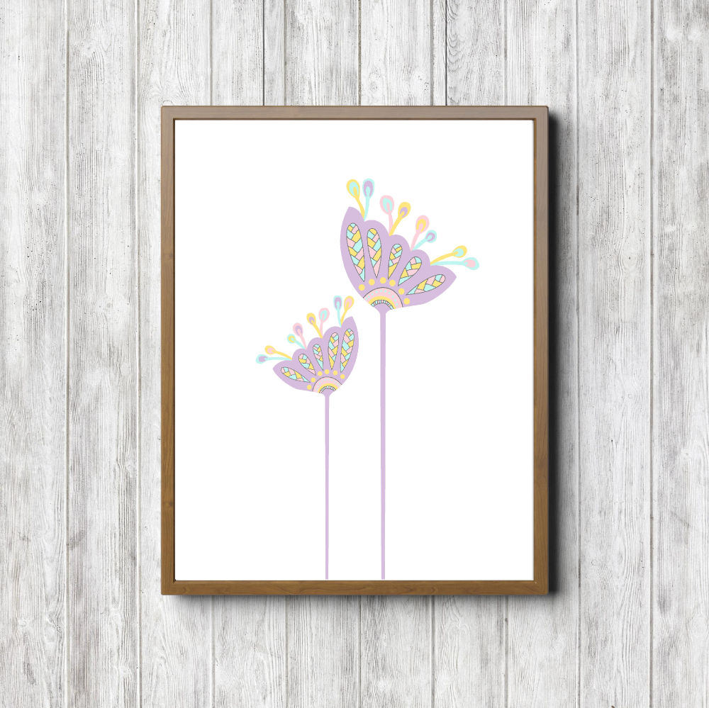 Lavender Minimalist Flowers Printable