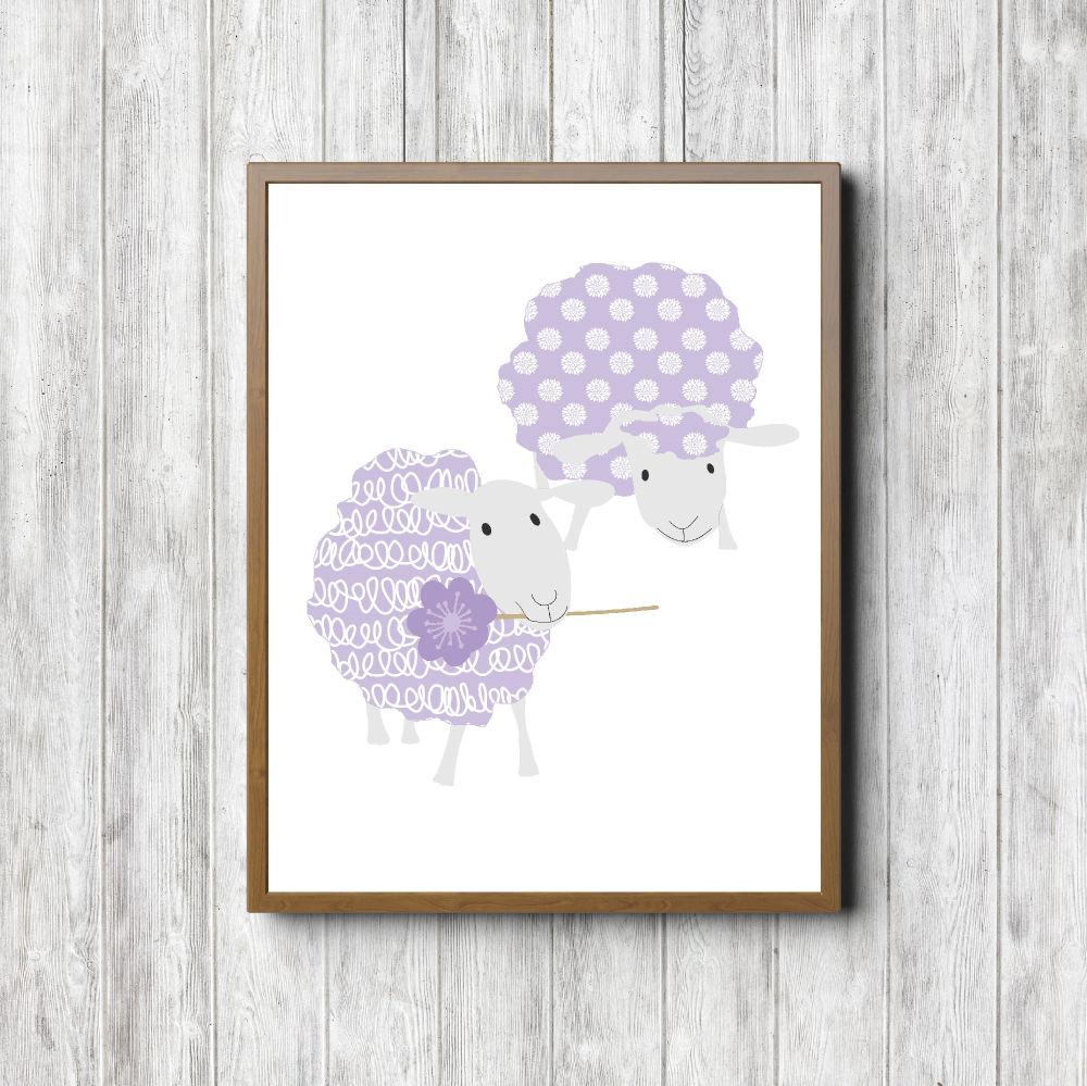 Lavender Patterns Cute Sheep Printable