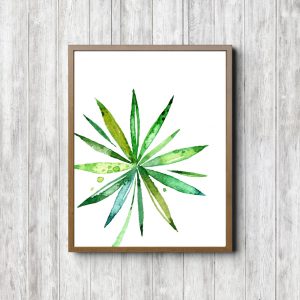Blue & Green Palm Leaf Printable
