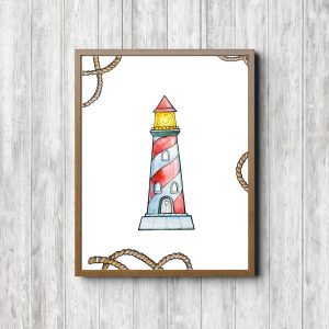 Watercolor Lighthouse Nautical Printable