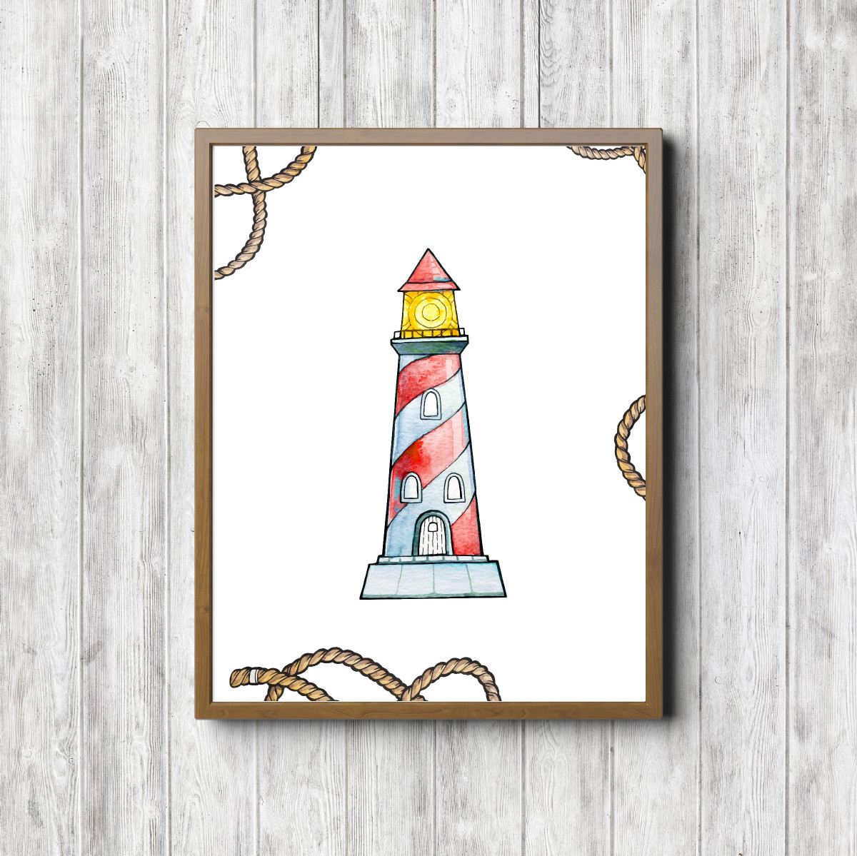 LWatercolor Lighthouse Nautical Printable