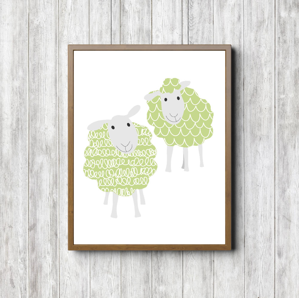 Lime Patterns Sheep Printable