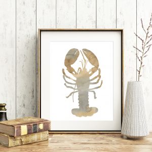 Beige Watercolor Lobster Printable