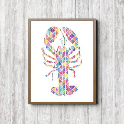 Geometric Watercolor Lobster Printable