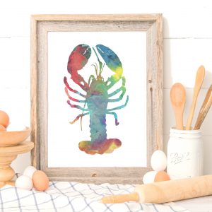 Rainbow Watercolor Lobster Printable