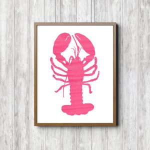 Hot Pink Watercolor Lobster Printable