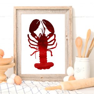 Red Watercolor Lobster Printable
