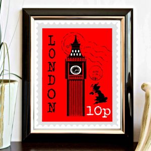 Red London Printable Postage Stamp