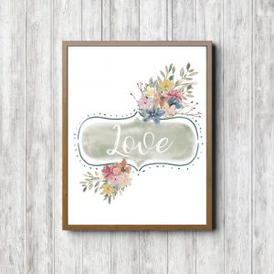 Love Banner - Green Floral Printable