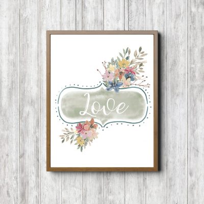 Love Banner - Green Floral Printable
