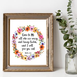 Matthew 11:28 Pink Wreath Printable