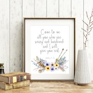 Matthew 11:28 Bouquet & Arrows Printable