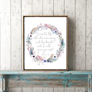 Matthew 11:28 Whimsical Wreath Printable