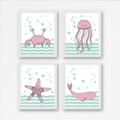 Mint & Pink Nautical Nursery Printables