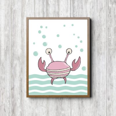 Mint & Pink Crab Nursery Printable