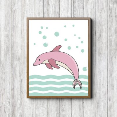 Mint & Pink Dolphin Nursery Printable