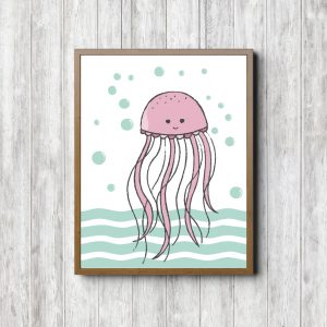 Mint & Pink Jellyfish Nursery Printable