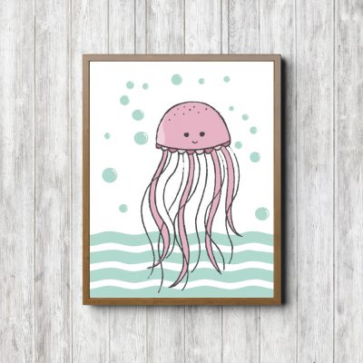 Mint & Pink Jellyfish Nursery Printable