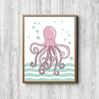 Mint & Pink Octopus Nursery Printable
