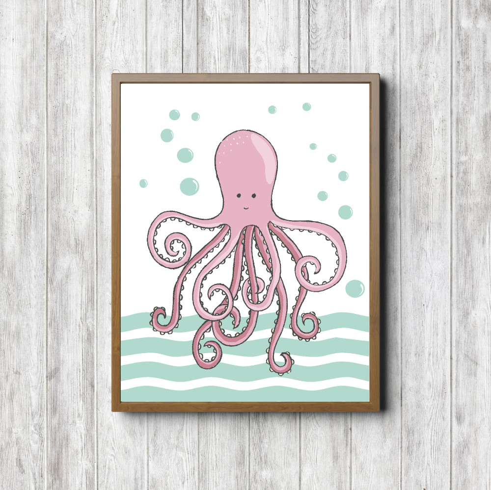 Mint & Pink Octopus Nursery Printable