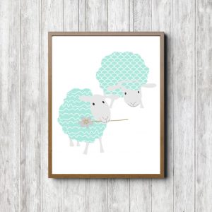 Mint Patterns Cute Sheep Printable