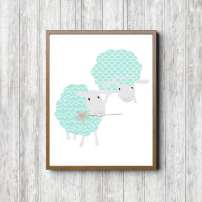 Mint Patterns Cute Sheep Printable
