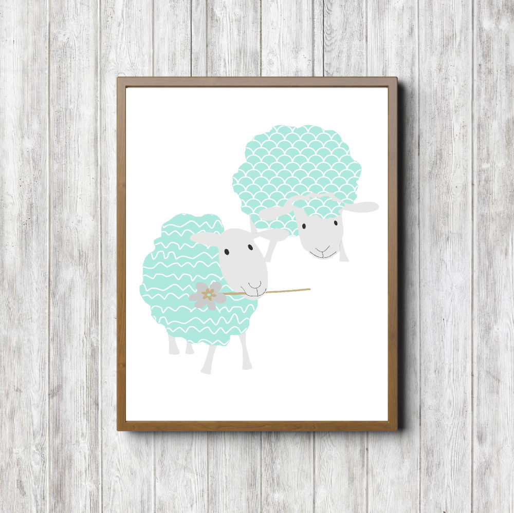 Mint Patterns Cute Sheep Printable