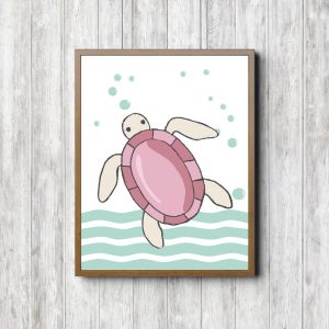 Mint & Pink Sea Turtle Printable