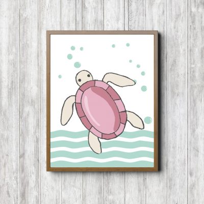 Mint & Pink Sea Turtle Printable