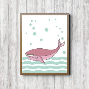 Mint & Pink Whale Nursery Printable