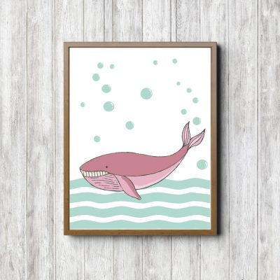 Mint & Pink Whale Nursery Printable