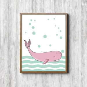 Mint & Pink Whale Nautical Nursery