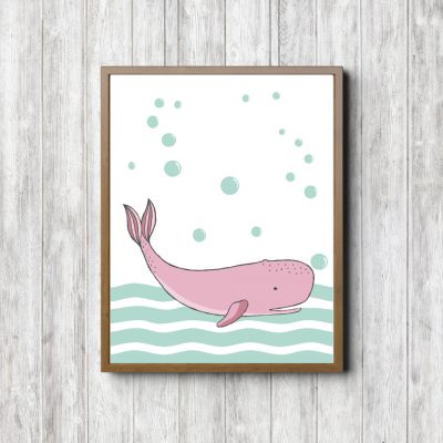 Mint & Pink Whale Nautical Nursery