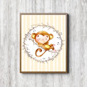 Watercolor Sleeping Monkey Nursery Printable
