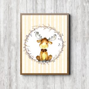 Watercolor Baby Moose Nursery Printable