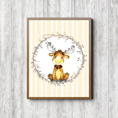 Watercolor Baby Moose Nursery Printable