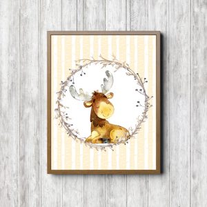 Watercolor Sleeping Moose Nursery Printable