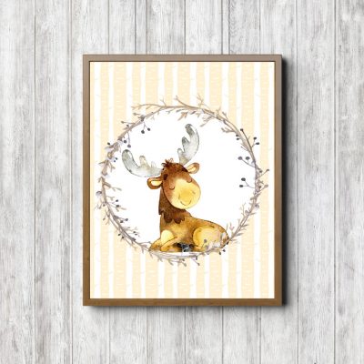 Watercolor Sleeping Moose Nursery Printable