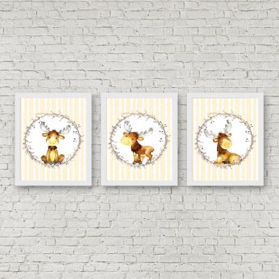Watercolor Baby Moose Printable Set