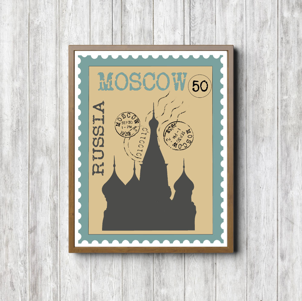 Beige Moscow Printable Postage Stamp