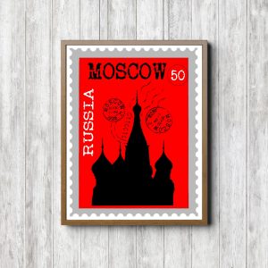 Red Moscow Printable Postage Stamp