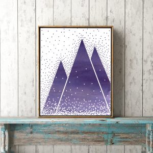 Purple Abstract Geometric Mountains Printable