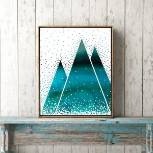 Turquoise Watercolor Geometric Mountains Printable